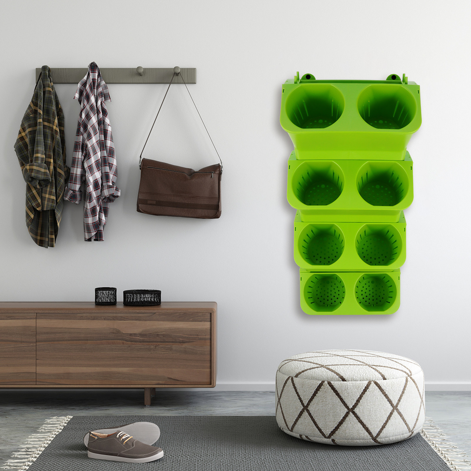 Vertical Wall Planter - 4 шт. вертикальных зеленых настенных кашпо